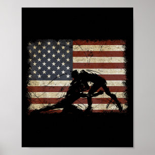 Retro Amerikaans worstelen Us Vlag worstelen Wrest Poster