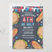 Retro Amerikaanse 4 juli BBQ Party Uitnodiging (Voorkant)
