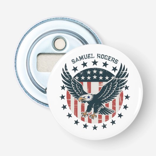 Retro Amerikaanse Adelaar  Button Flesopener (Voorkant)