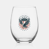Retro Amerikaanse Adelaar Wijnglas Zonder Voet (Voorkant)