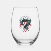 Retro Amerikaanse Adelaar Wijnglas Zonder Voet (Achterkant)