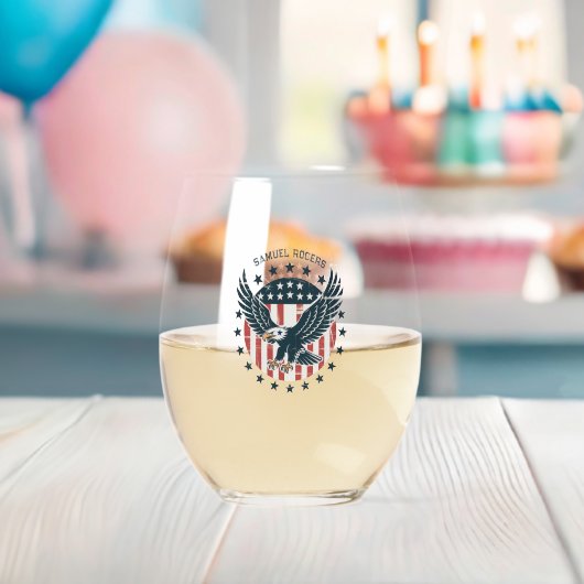 Retro Amerikaanse Adelaar Wijnglas Zonder Voet (Insitu (Baby Shower))