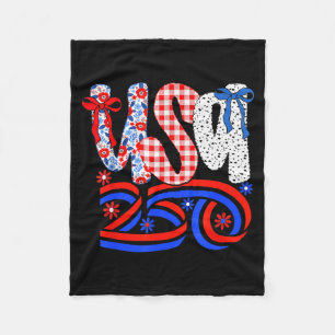 Retro Amerikaanse Coquette Strik 250 Vlag T-shirt, Fleece Deken