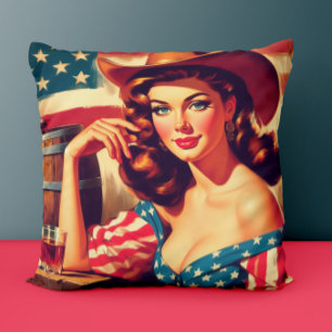 Retro Amerikaanse Cowgirl Pin-up Kussen