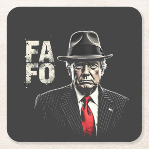 Retro Amerikaanse Donald Trump FAFO USA Vlag Patri Kartonnen Onderzetters