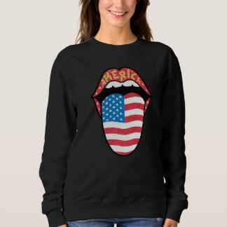 Retro Amerikaanse Lips USA Vlag Patriottisch 4 jul Trui