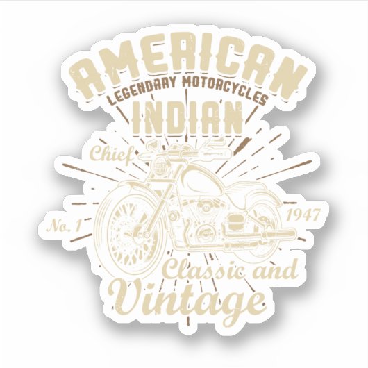 Retro -Amerikaanse motorfiets Indiase voor oud B Sticker (Voorkant)