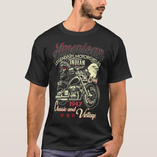 Retro -Amerikaanse motorfiets Indiase voor oud B T-shirt (Voorkant)