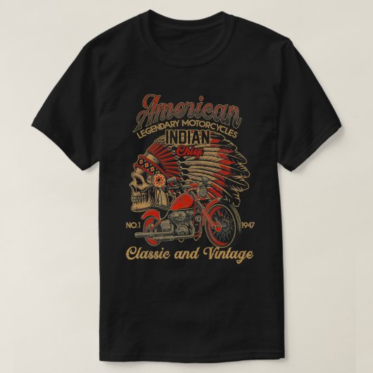 Retro -Amerikaanse motorfiets Indivoor oud B T-shirt (Design voorkant)