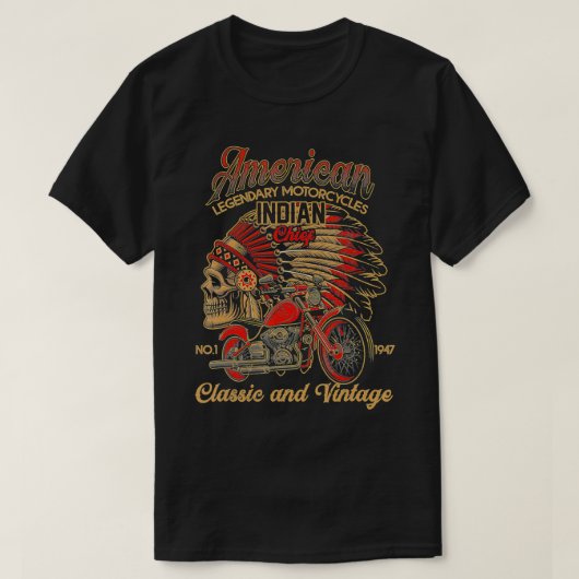 Retro -Amerikaanse motorfiets Indivoor oud B T-shirt (Design voorkant)