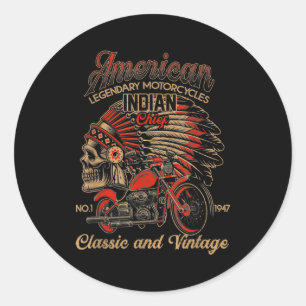 Retro -Amerikaanse Motorfiets Indivoor oud Ronde Sticker