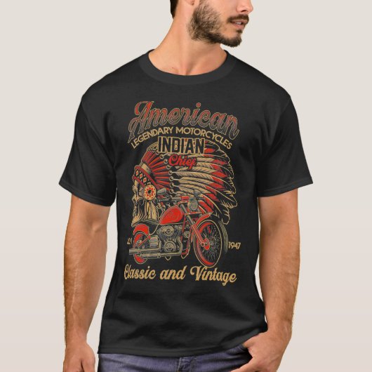 Retro -Amerikaanse Motorfiets Indivoor oud T-shirt (Voorkant)