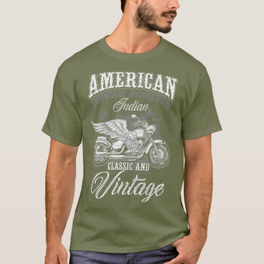 Retro -Amerikaanse Motorfiets Indivoor oud T-shirt (Voorkant)