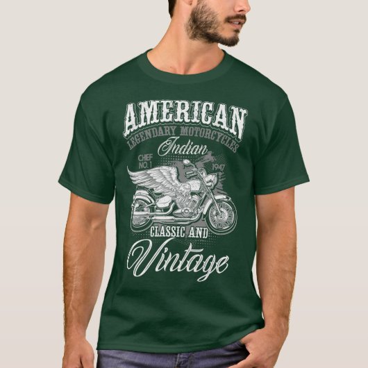 Retro -Amerikaanse Motorfiets Indivoor oud T-shirt (Voorkant)