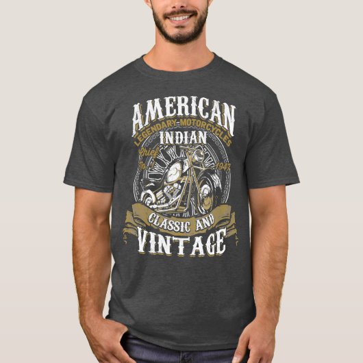 Retro -Amerikaanse Motorfiets Indivoor oud T-shirt (Voorkant)