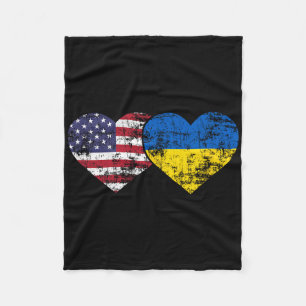 Retro Amerikaanse Oekraïense Vlaggen Hartjes Liefd Fleece Deken