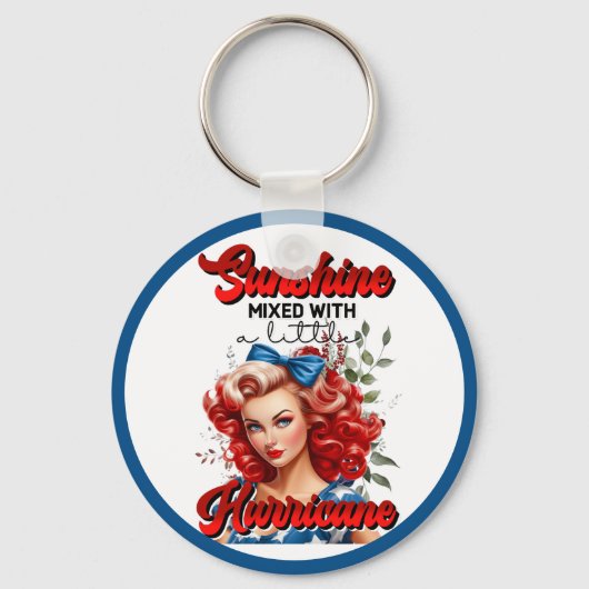 Retro Amerikaanse Pinup_ Sunshine Mixed Sleutelhanger (Voorkant)
