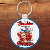 Retro Amerikaanse Pinup_ Sunshine Mixed Sleutelhanger (Voorkant)