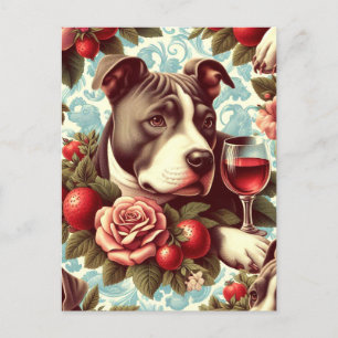 Retro Amerikaanse Pit Bull Terrier Illustratie Briefkaart