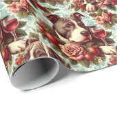 Retro Amerikaanse Pit Bull Terrier Illustratie Cadeaupapier (Rol Hoek)