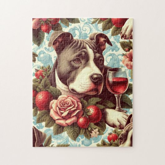 Retro Amerikaanse Pit Bull Terrier Illustratie Legpuzzel (Verticaal)