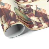 Retro Amerikaanse Pit Bull Terrier schilderij Cadeaupapier (Rol Hoek)