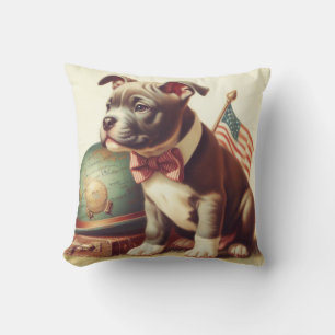 Retro Amerikaanse Pit Bull Terrier schilderij Kussen