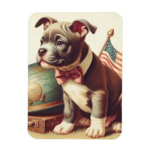 Retro Amerikaanse Pit Bull Terrier schilderij Magneet