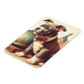 Retro Amerikaanse Pit Bull Terrier schilderij Magneet (Linkerzijde)