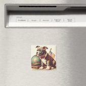 Retro Amerikaanse Pit Bull Terrier schilderij Magneet (Insitu (Vaatwasser))