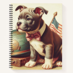 Retro Amerikaanse Pit Bull Terrier schilderij Notitieboek