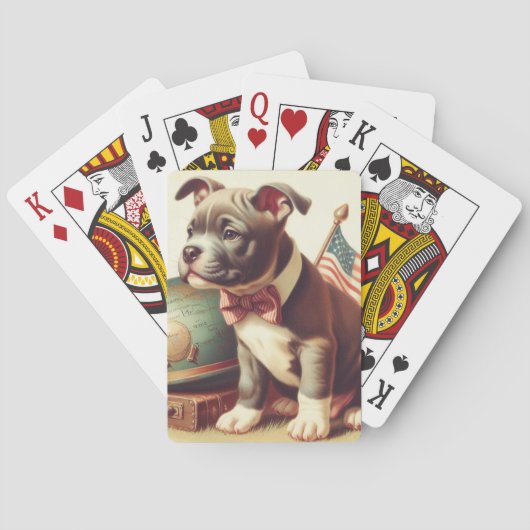 Retro Amerikaanse Pit Bull Terrier schilderij Pokerkaarten (Achterkant)