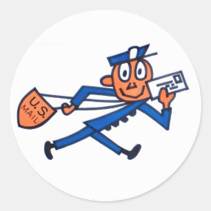 Retro Amerikaanse postbode cartoon sticker