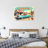 Retro Amerikaanse Road Trip Canvas Afdruk (Insitu (Slaapkamer))