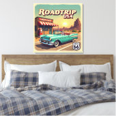 Retro Amerikaanse Road Trip Pop Art Canvas Afdruk (Insitu (Slaapkamer))
