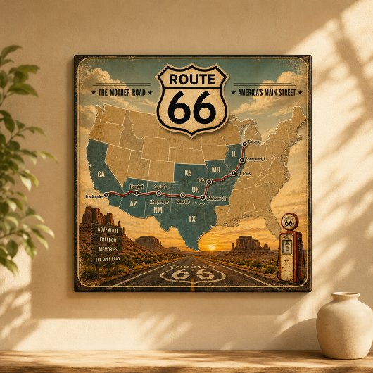 Retro Amerikaanse Snelweg Reis Kunst Poster