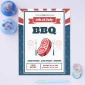 Retro Amerikaanse vlag, 4 juli BBQ-feest Flyer (Enkel)