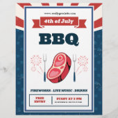 Retro Amerikaanse Vlag, 4 juli BBQ Party Flyer (Voorkant)