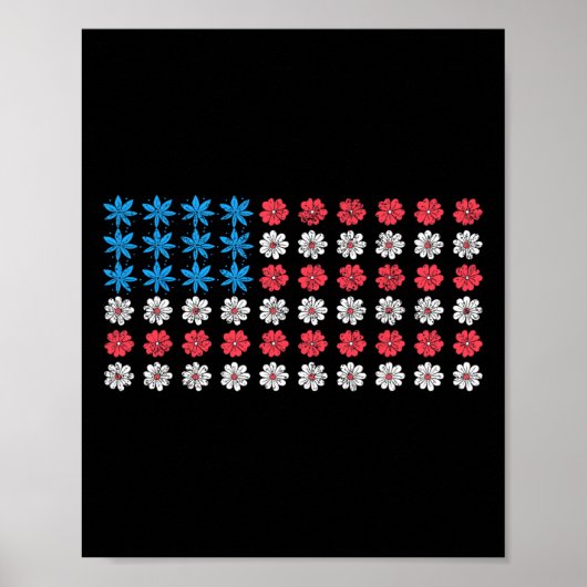 Retro Amerikaanse vlag 4 juli Patriottische Daisy Poster (Voorkant)