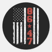 Retro  Amerikaanse vlag 86 47 Ronde Sticker (Voorkant)