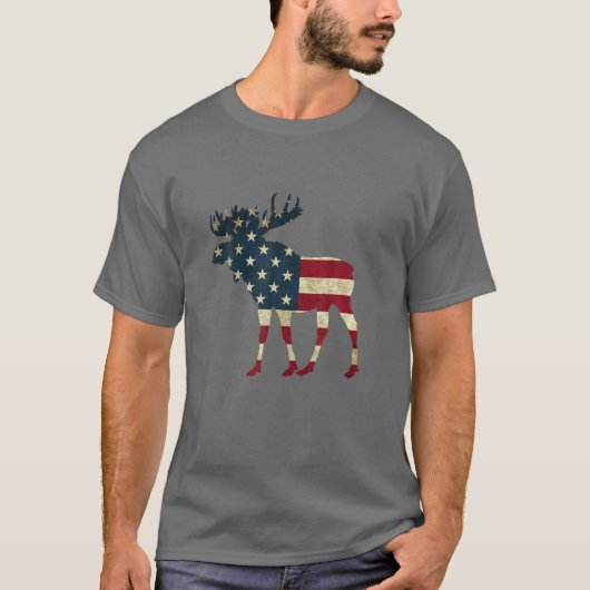 Retro  Amerikaanse vlag Amerikaanse vlag Bull Moos T-shirt (Voorkant)