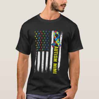 Retro Amerikaanse Vlag Autisme Mimi Bewustzijn Aut T-shirt