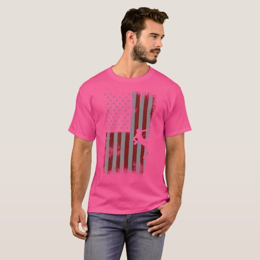 Retro Amerikaanse vlag bergbeklimmen cadeau voor C T-shirt (Voorkant volledig)