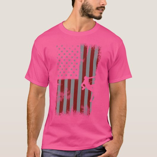 Retro Amerikaanse vlag bergbeklimmen cadeau voor C T-shirt (Voorkant)