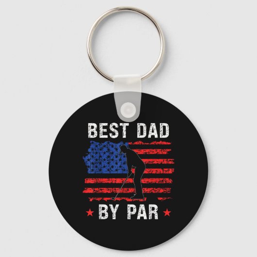 Retro Amerikaanse Vlag Beste Papa Sleutelhanger (Voorkant)