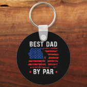 Retro Amerikaanse Vlag Beste Papa Sleutelhanger (Voorkant)