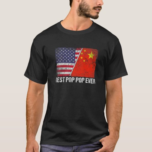 Retro Amerikaanse Vlag China Vlag Beste Pop Pop oo T-shirt (Voorkant)