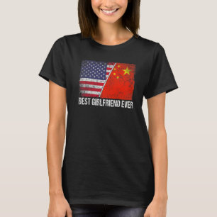 Retro Amerikaanse Vlag China Vlag Beste Vriendin E T-shirt