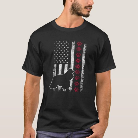 Retro  Amerikaanse vlag Cocker Spaniel Dog 4th T-shirt (Voorkant)