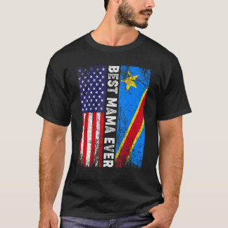 Retro Amerikaanse vlag Congo vlag beste mama ooit  T-shirt